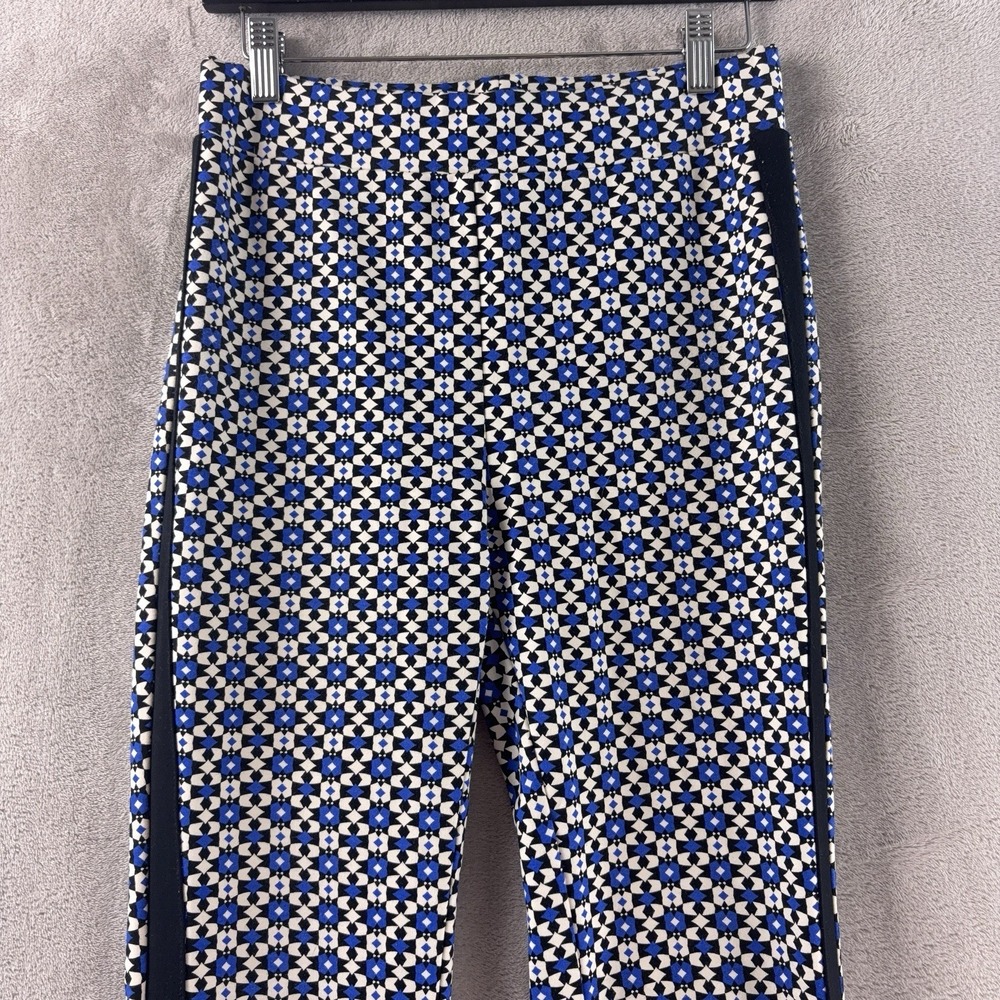 Anthropologie Maeve Flare Disco Pants Womens Size XS White Blue Geometric‎ - Picture 3 of 8